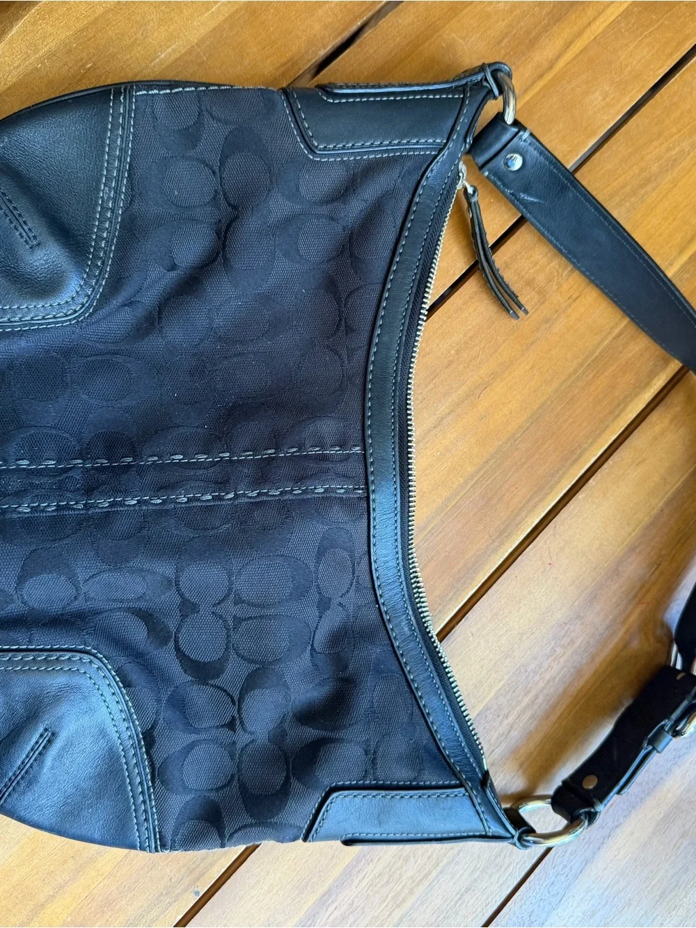 Coach Black Hobo Shoulder Bag Signature Canvas and Leather - Picture 7 of 9